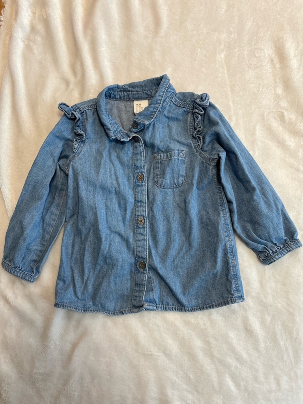 H&M 18-24 month chambray long sleeve jean shirt button up toddler girl